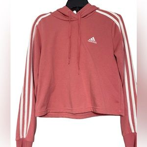 adidas Women's "Rose" Essentials 3-Stripes Cropped Hoodie